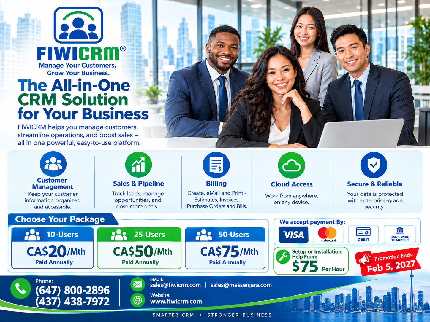 FIWICRM all-in-one CRM & ERP original promotional flyer